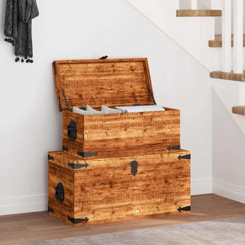 vidaXL 2-delige Opbergkistenset ruw mangohout, Huis en Inrichting, Woonaccessoires | Kisten, Verzenden, Nieuw
