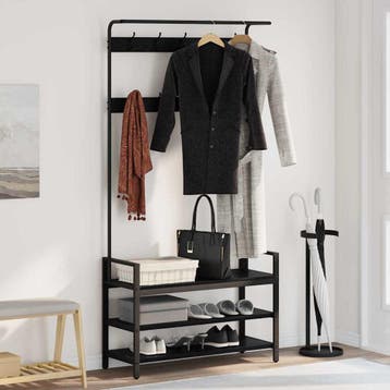 vidaXL Kapstok met plank Zwart eiken 95 x 34 x 184 cm, Huis en Inrichting, Verzenden, Nieuw