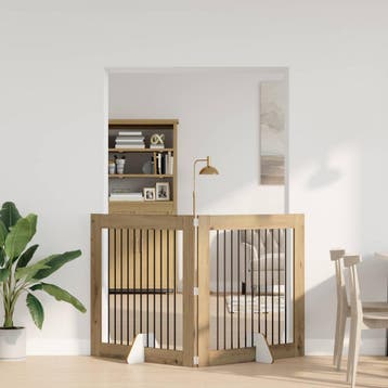 vidaXL Opvouwbaar hondenhek met standaards 2 st Artisanaal, Verzenden, Nieuw