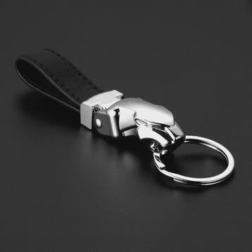 Luxe Leopard Hoofd Sleutelhanger - Echt Leer & Metaal - Jagu, Verzenden, Nieuw