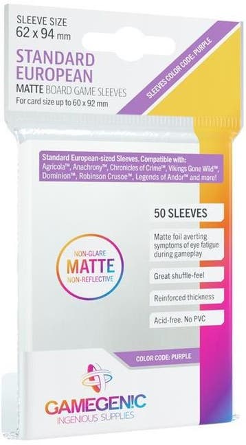 Sleeves Matte Standard European-Sized 62x94mm (50 stuks) |, Verzenden, Nieuw