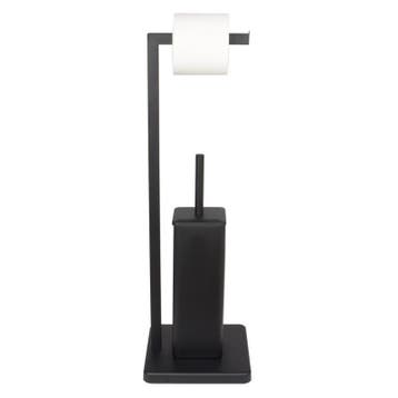 WC rolhouder met borstel | Zwart | Nieuw | Scherpe Prijs, Huis en Inrichting, Badkamer | Badtextiel en Accessoires, Ophalen of Verzenden