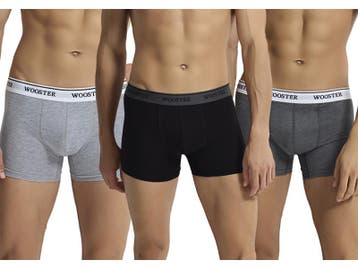 3-Pack WOOSTER® Heren Boxershorts - Zwart-Grijs-Antraciet, Verzenden