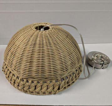 3x Rieten hanglamp, Lumineo, rond, 35 x 18 cm, Nieuw