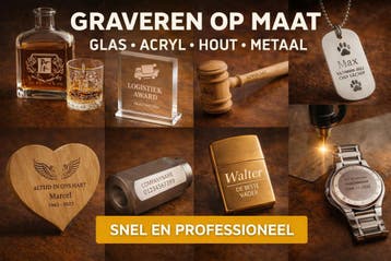 Graveren Lasergraveren  Hout Metaal Glas Acryl cadeaus