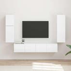 Tv-meubelset Wandgemonteerd 4 pcs Hoogglans wit Bewerkt hout, Verzenden, Nieuw