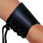 Korte Zwarte Bracers van Leer, Verzenden, Nieuw, Zwart, Leer