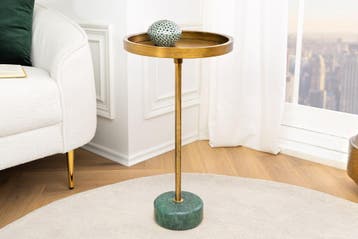 Ronde Bijzettafel TRAYFUL 60cm Messing Antiek IJzer Groen, Huis en Inrichting, Tafels | Sidetables, Ophalen of Verzenden, Nieuw