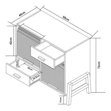 Dressoir Kvaefjord wit grijs en naturel 72x80x40 cm [en.casa, Verzenden, Nieuw