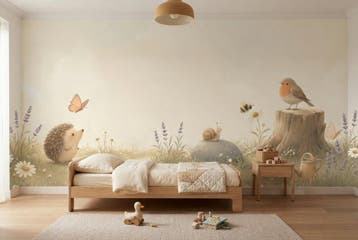 Egel behang babykamer – bloemen fotobehang op maat, Verzenden, Fotobehang