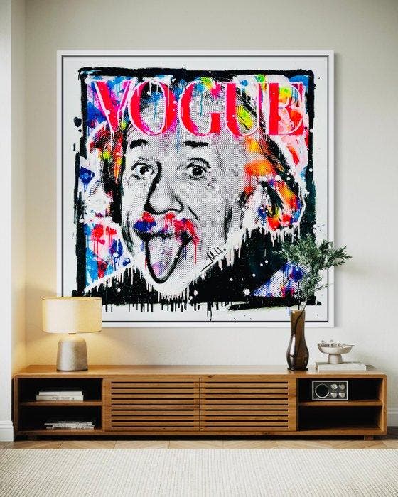 Mikko - Albert Einstein Vogue On Frame - XL, Antiek en Kunst, Kunst | Schilderijen | Modern