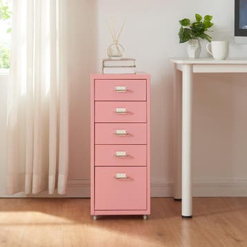 Kantoorkast Kökar ladekast op wielen 69x28x41 cm roze [en.ca, Verzenden, Nieuw in verpakking