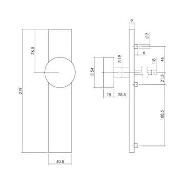Intersteel Knop op rechthoekig blind langschild - RVS, Verzenden, Nieuw