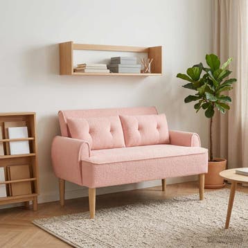 vidaXL Loungebank met knopencomfort Roze 117 x 67 x 77 cm, Verzenden, Nieuw, Minder dan 150 cm