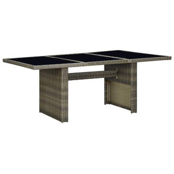vidaXL Tuintafel poly rattan en gehard glas bruin, Tuin en Terras, Tuintafels, Verzenden, Nieuw