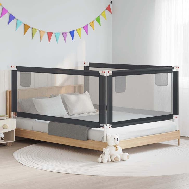 vidaXL Bedhekje peuter 200x25 cm stof donkergrijs, Kinderen en Baby's, Traphekjes, Nieuw, Verzenden