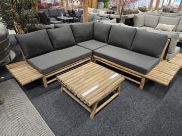 Showroommodel Piton hoek loungeset 4 delig bamboe, Ophalen of Verzenden, Nieuw