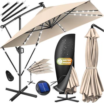 Zweefparasol - Tuinparasol - Parasol 250 cm - Met voet - Met, Verzenden, Zo goed als nieuw