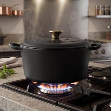 Gietijzeren braadpan - zwart - Ø 26 cm | 5 liter, Verzenden, Nieuw