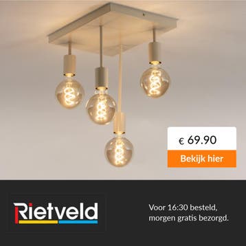 Rietveld-Plafondlampen-Beige, Zand-Metaal, Verzenden, Nieuw