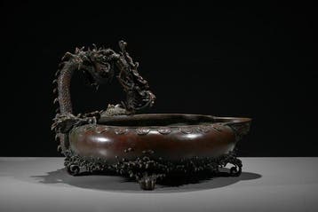 Wierookbrander - A stunning ry dragon Japanese bronze, Antiek en Kunst