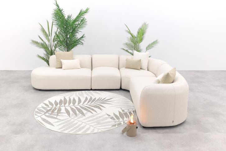 Madeira ronde hoekbank rechts + tussenelement - Naturel, Tuin en Terras, Tuinsets en Loungesets, Nieuw, Overige materialen, Verzenden