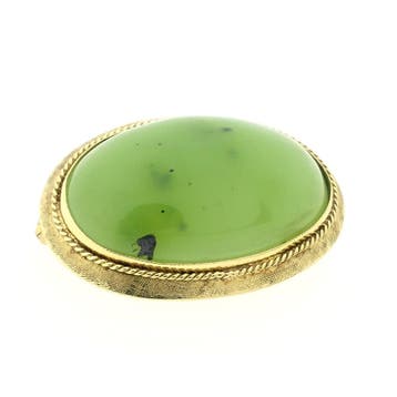 Gouden broche met Jade, Gebruikt, Ophalen of Verzenden, Met edelsteen, Goud