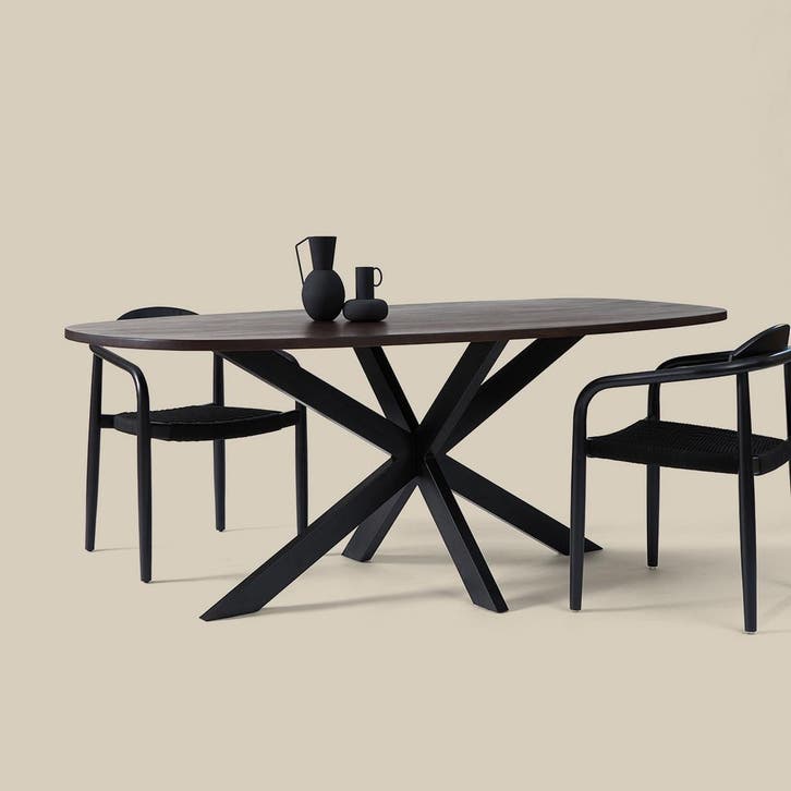 *WOONWINKEL* Eettafel Bruin Hout Met Spinpoot 220 Cm, Huis en Inrichting, Tafels | Eettafels, Nieuw, Verzenden