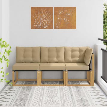 vidaXL 3 st Outdoor Midden- en Hoeksalon Wit, Verzenden, Nieuw, 3 zitplaatsen