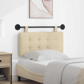 vidaXL Hangend hoofdbord Stof, Verzenden, Nieuw, Crème, Stof