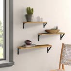 Set van 3 Zwevende Wandplanken – Industrieel Hout en Metaal, Huis en Inrichting, Kasten | Wandmeubels, Verzenden, Nieuw