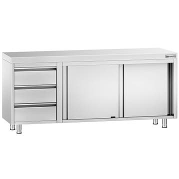 GGM Gastro | Gesloten RVS werktafel KOPENHAGEN PREMIUM - |, Huis en Inrichting, Keuken | Servies, Verzenden, Nieuw, Effen
