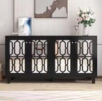 Zwart Glazen Dressoir – Sideboard met 4 Deuren, 160×40×84, Huis en Inrichting, Verzenden, Nieuw
