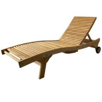 Rio ligbed 200x65xH40cm teak verstelbaar, Tuin en Terras, Ophalen of Verzenden, Nieuw, Teakhout