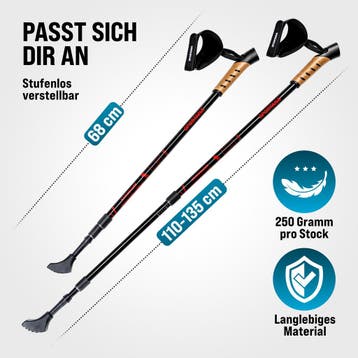 Nordic Walking stokken set van 2 rood (Sportartikelen), Verzenden, Nieuw