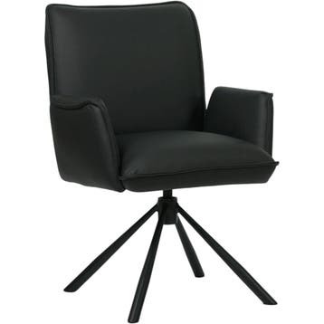 Leren draaibare eetkamerstoel Elite - Toledo Nero (zwart) -, 60 tot 90 cm, Nieuw, Leer, Ophalen of Verzenden