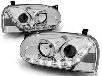Koplampen VW Golf III Devil Eyes DRL look chroom, Ophalen of Verzenden, Nieuw