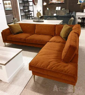 Hoekbank Alverna - hoekbanken - Cognac, Nieuw, 150 cm of meer, Stof, 200 tot 250 cm