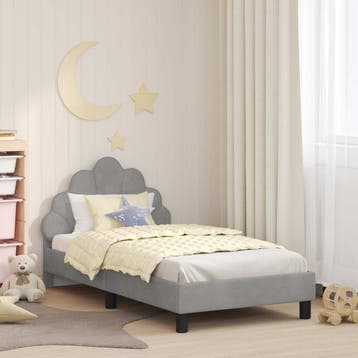 vidaXL Bedframe voor kinderen met hoofdbord Lichtgrijs 80 x, Verzenden, Nieuw, Stof