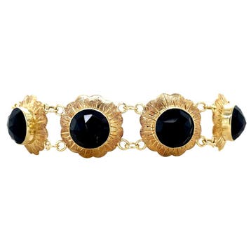 Gouden vintage bootjes armband met granaat 14 krt, Ophalen of Verzenden, Nieuw