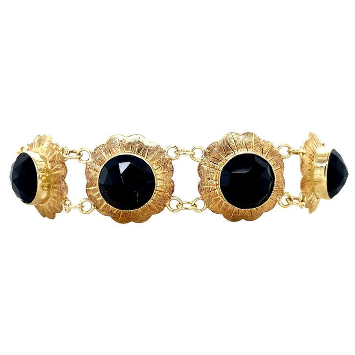 Gouden vintage bootjes armband met granaat 14 krt, Sieraden, Tassen en Uiterlijk, Armbanden, Ophalen of Verzenden