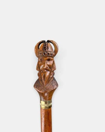 Wandelstok - Hout - Wandelstok handgesneden, Antiek en Kunst, Curiosa en Brocante