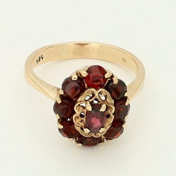 Ring - 14 karaat Geel goud - Granaat, Nieuw