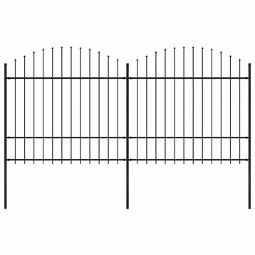 vidaXL Tuinhek met speerpunt staal 337x175 cm zwart, Verzenden, Nieuw, IJzer, Minder dan 1 meter