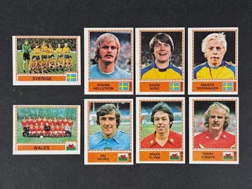 1980 Panini #253, 255/258, 260/262 Europa 80 - Wales &, Nieuw