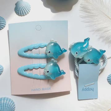 Schattige Haarklemmen & Elastiekjes Set met Haai & Visjes -