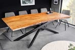 Massief houten eettafel MAMMUT 200 cm Acacia zwart metalen, Ophalen of Verzenden, Nieuw