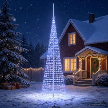 vidaXL Kerstboomverlichting met grondpen en vlaggenmast 500, Verzenden, Nieuw