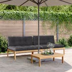 vidaXL Tuinmiddenbanken 2 st pallet met kussens massief, Verzenden, Nieuw, Hardhout