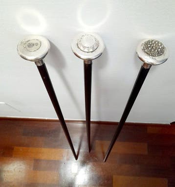 Wandelstok (3) - Legering, Hout, Antiek en Kunst
